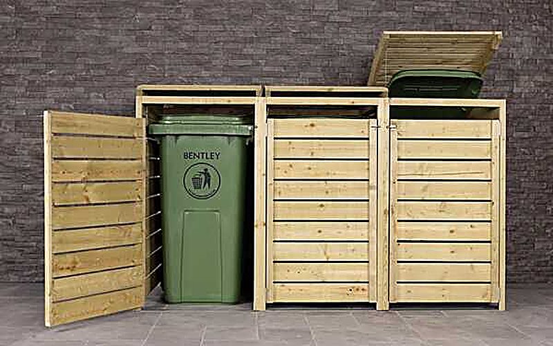FSC&#174; Mixed Certified Wide Panel Wooden Triple Bin Store