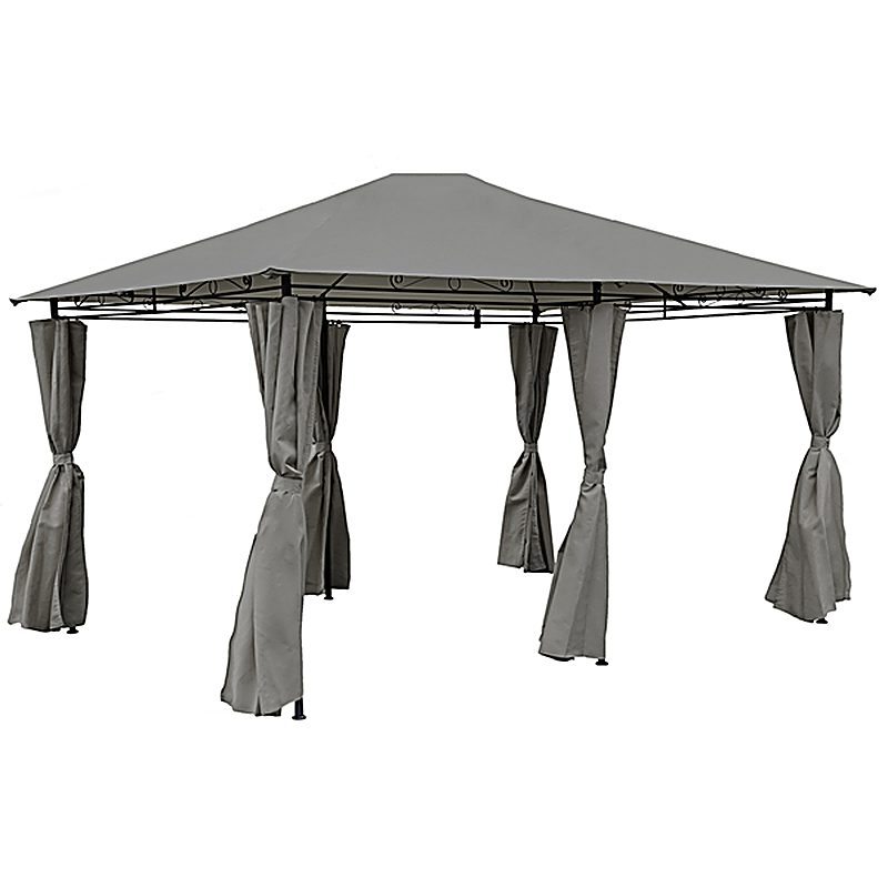 3m x 4m Steel Art Gazebo With Side Curtains - Grey