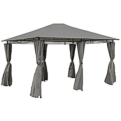 3m x 4m Steel Art Gazebo With Side Curtains - Grey
