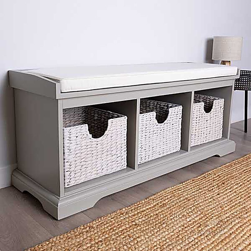 Hallway Bench With Three Storage Basket