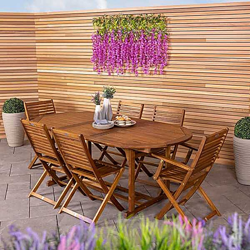 FSC&#174; 100% Certified Acacia Hardwood Oval Extendable Table (Table Only)