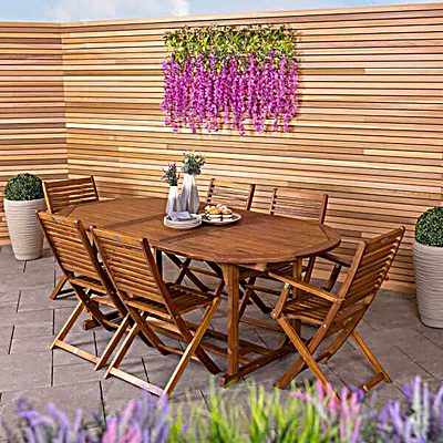 FSC&#174; 100% Certified Acacia Hardwood Oval Extendable Table (Table Only)