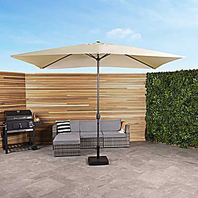 3m x 2m Rectangular Garden Parasol - Beige