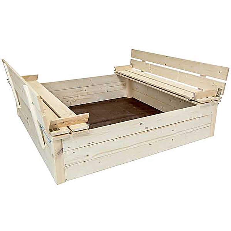 Square FSC&#174; Mixed Wood Sand Pit with Bench