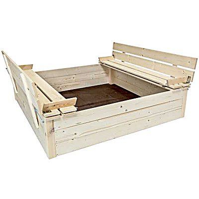 Square FSC&#174; Mixed Wood Sand Pit with Bench