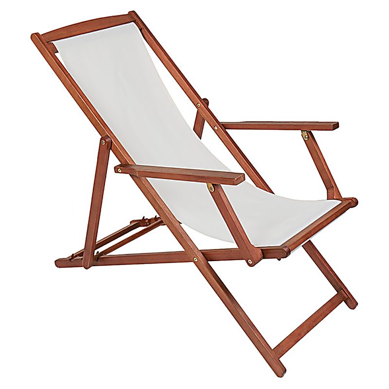 FSC&#174; 100% Certified Eucalyptus Wooden Deck Chair Cream