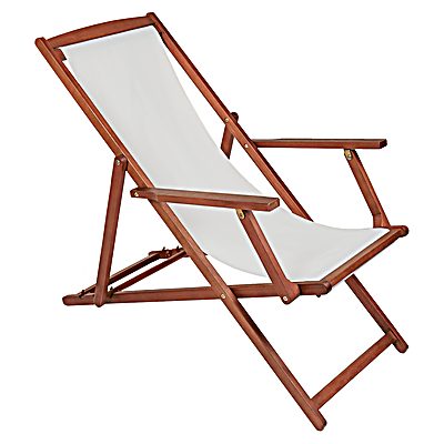 FSC&#174; 100% Certified Eucalyptus Wooden Deck Chair Cream