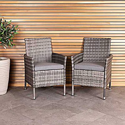 Pair of Rattan Dining Chairs Grey