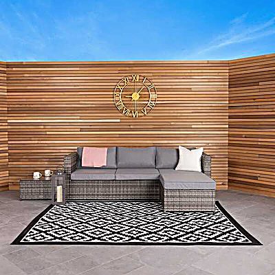 L-Shaped Rattan Sofa Set Grey