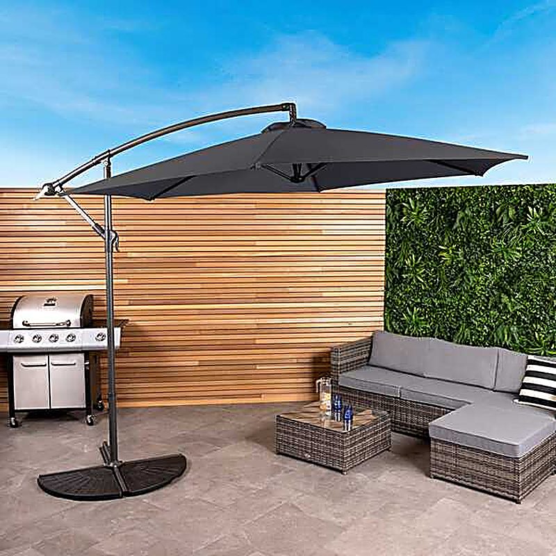 3m Hanging Banana Cantilever Garden Parasol - Grey