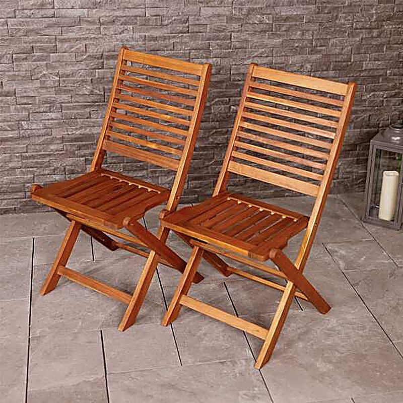 FSC&#174; 100% Certified Acacia Wood Pair of Outdoor Foldable Chairs
