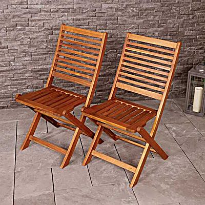 FSC&#174; 100% Certified Acacia Wood Pair of Outdoor Foldable Chairs