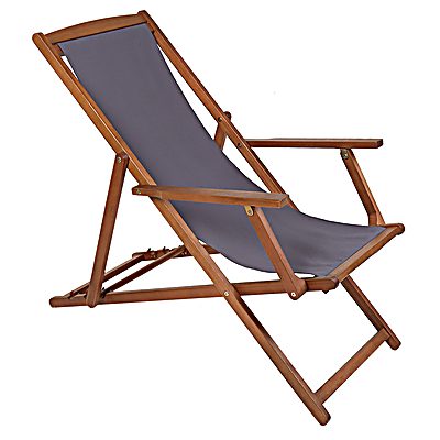 FSC&#174; 100% Certified Eucalyptus Wooden Deck Chair Grey