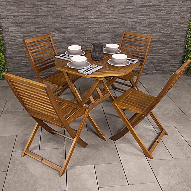 FSC&#174; 100% Certified Acacia Wooden Octagonal Table & Chairs 5pc Set