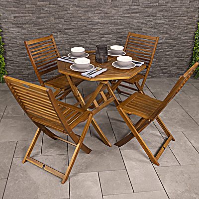 FSC&#174; 100% Certified Acacia Wooden Octagonal Table & Chairs 5pc Set