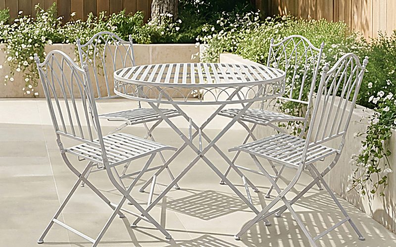 Grey Decorative Rustic Metal 4 Seater Garden Bistro Set