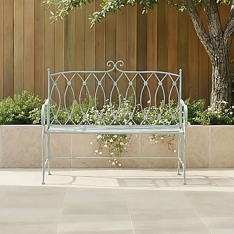 Heritage Green Decorative Rustic Metal Garden Bench