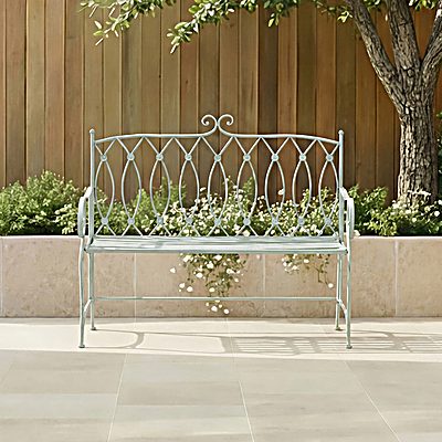 Heritage Green Decorative Rustic Metal Garden Bench