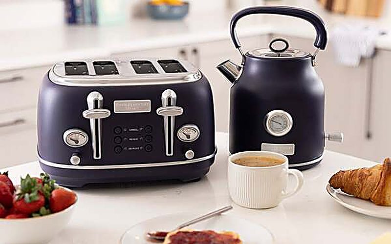 1.7L Kettle & 4 Slice Toaster Matt Dark Blue and Silver