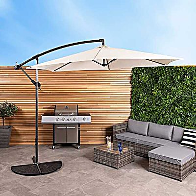 3m Hanging Banana Cantilever Garden Parasol - Cream