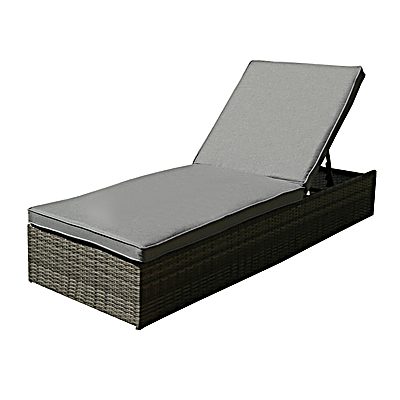 Rattan Sun Lounger Grey