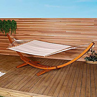 Extra Large Garden Hammock With Wooden Arc Stand Two Person " Cream