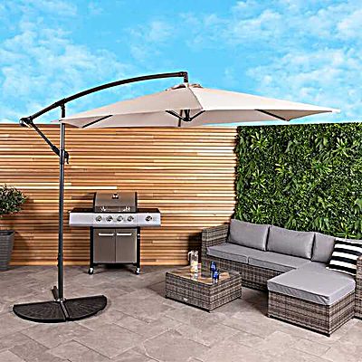 3m Hanging Banana Cantilever Garden Parasol - Light Grey
