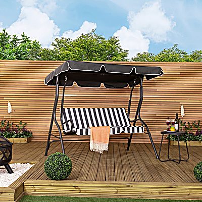 2 Seater Garden Swing Seat / Hammock - Grey Stripe