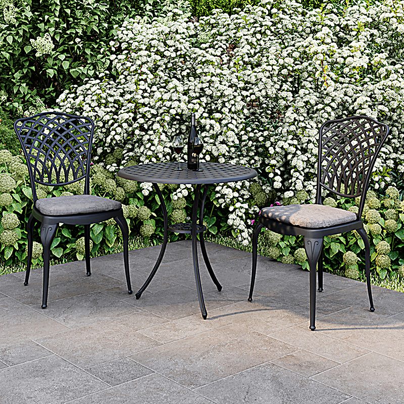 Cast Aluminium Black Bistro Table And Chairs Set