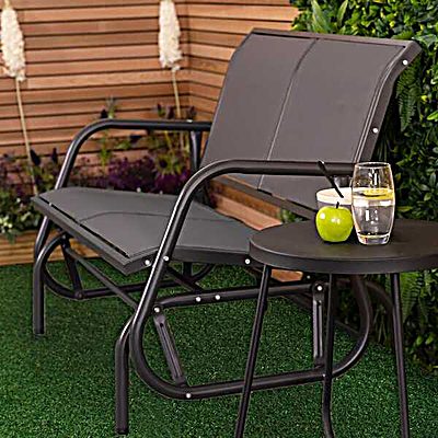 Steel 2 Seater Rocking Bench - Grey