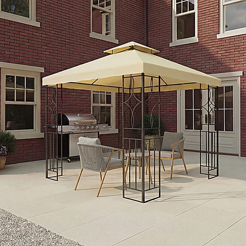 Garden 3m x 3m Steel Art Luxury Outdoor Gazebo - Cream