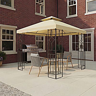 Garden 3m x 3m Steel Art Luxury Outdoor Gazebo - Cream