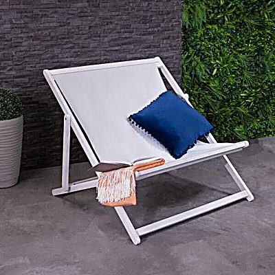 FSC&#174; 100% Certified Eucalyptus White Washed Double Deck Chair