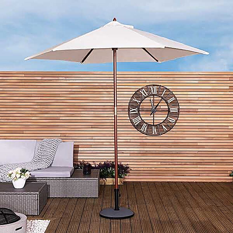 2.4m Wooden Parasol - Cream