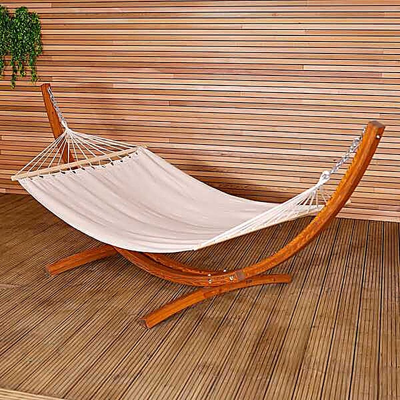 Garden Hammock With Wooden Arc Stand One Person - Cream