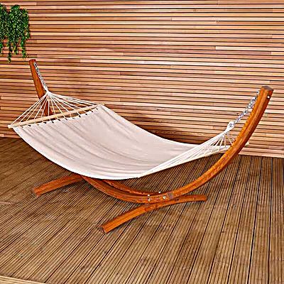 Garden Hammock With Wooden Arc Stand One Person - Cream