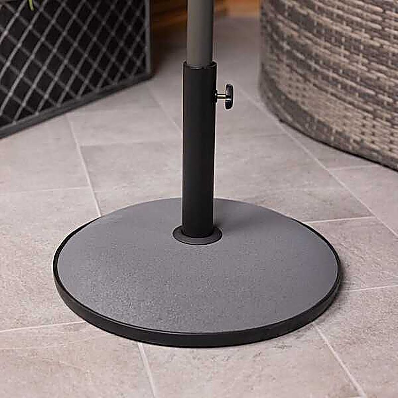 Round Concrete Parasol Base - Grey