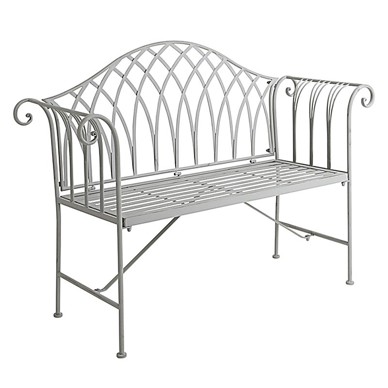 Grey Decorative Rustic Metal Garden Bench