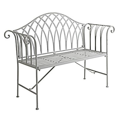 Grey Decorative Rustic Metal Garden Bench