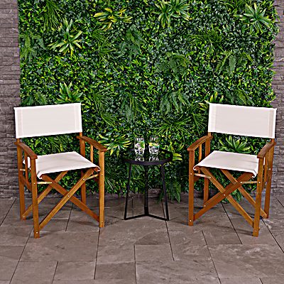 FSC&#174; 100% Certified Wooden Pair of Folding Directors Chairs Cream