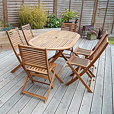 FSC&#174; 100% Certified Acacia Wooden Furniture Patio Oval Table & 6 Chairs (7 Piece Set)