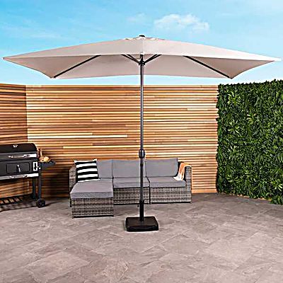 3m x 2m Rectangular Garden Parasol - Grey