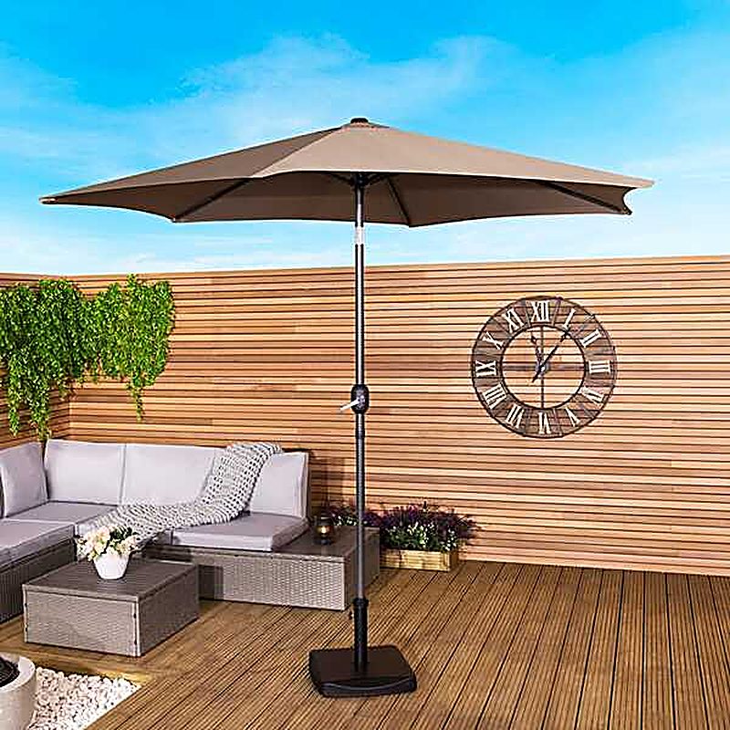 2.7m Metal Garden Parasol - Taupe