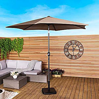 2.7m Metal Garden Parasol - Taupe