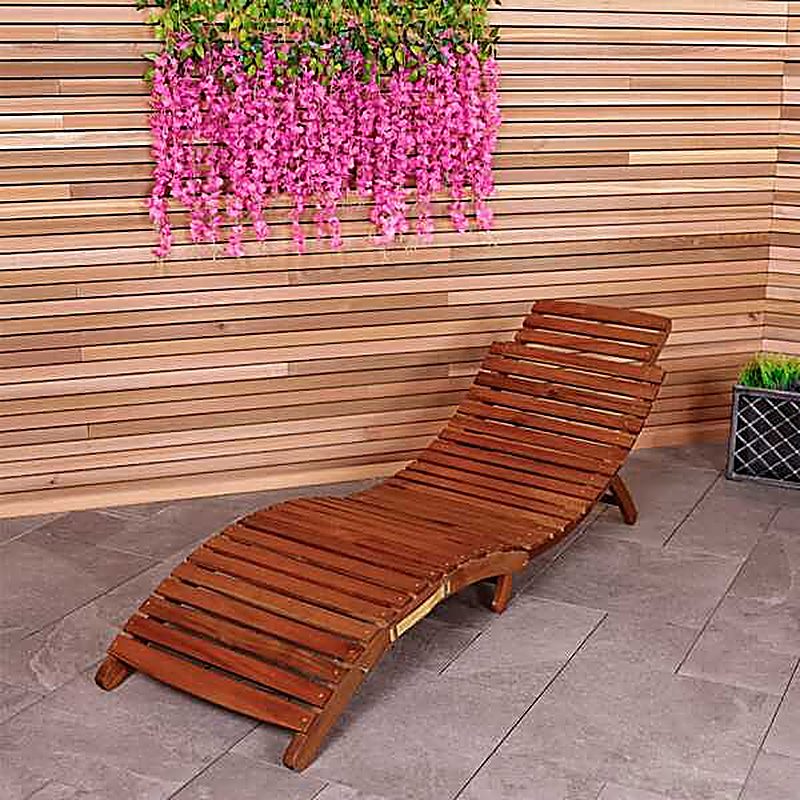 FSC&#174; 100% Certified Acacia Wooden Curved Folding Sun Lounger