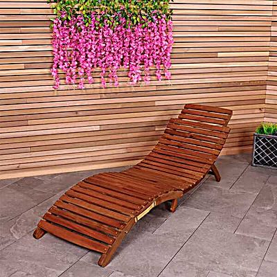 FSC&#174; 100% Certified Acacia Wooden Curved Folding Sun Lounger